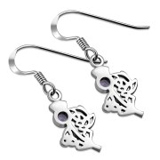 Amethyst Stone Thistle Silver Earrings - e295
